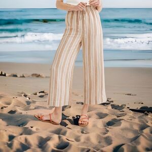 NWT Sky & Sparrow Women's Striped Boho Wide Leg Crop High Rise Pants Size XL